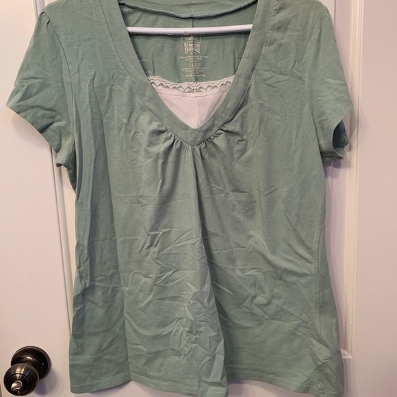 Blue T-shirt with White Lace - Picture 3 of 3